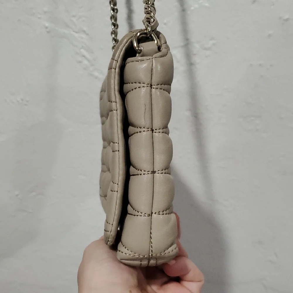 Kate Spade Elegant Taupe Quilted Crossbody Bag
